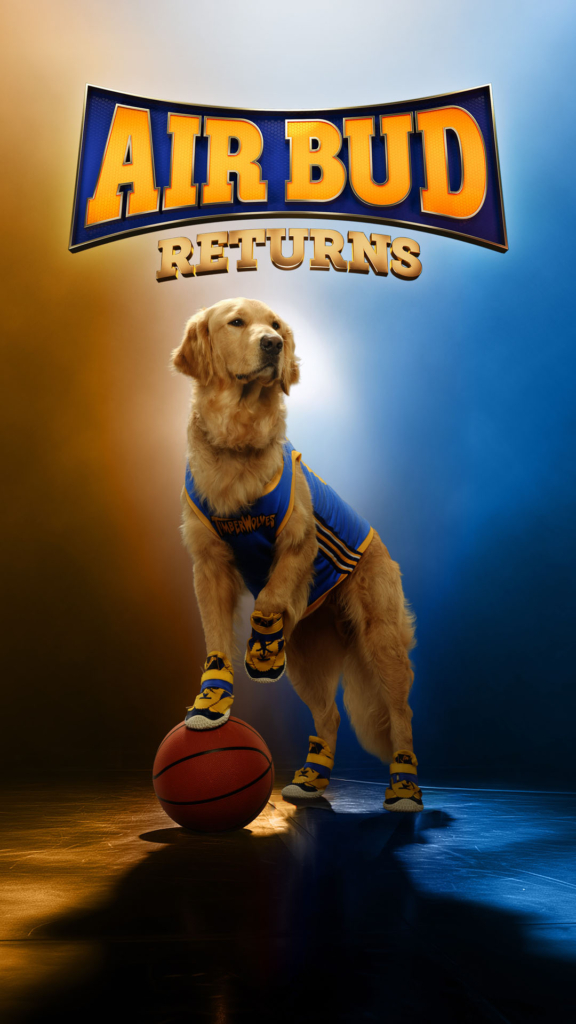 Air Bud Returns 2027 theatrical release from Cineverse vertical image.